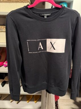 Armani Exchange Black Crewneck Sweatshirt with AX Chest Logo